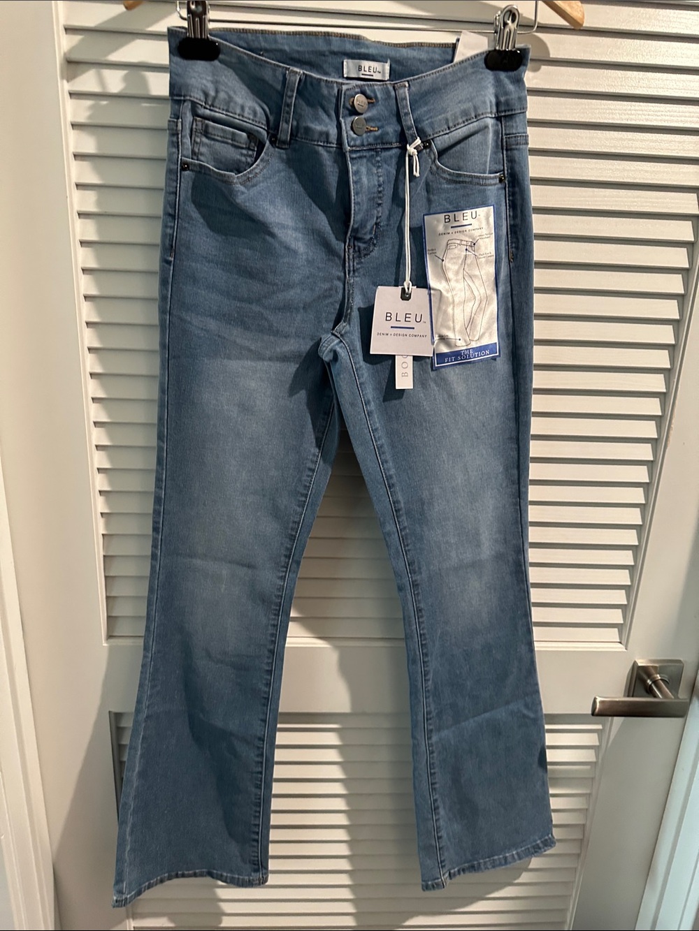 NWT Bleu Bootcut Five Pocket Stretchy Jeans with double button closure.